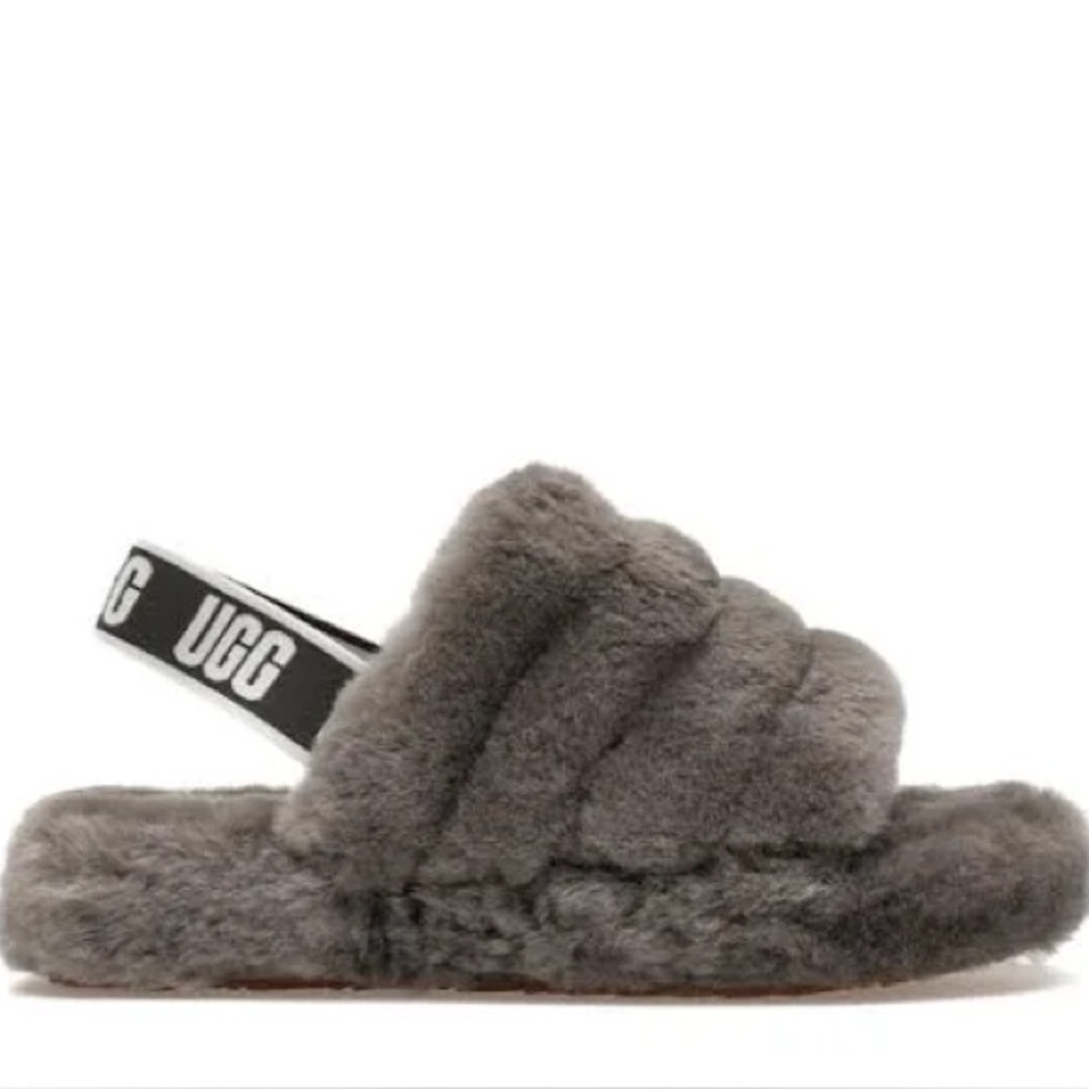 Ugg kids Fluff Yeah Slide charcoal casual classic stylish winter outdoor